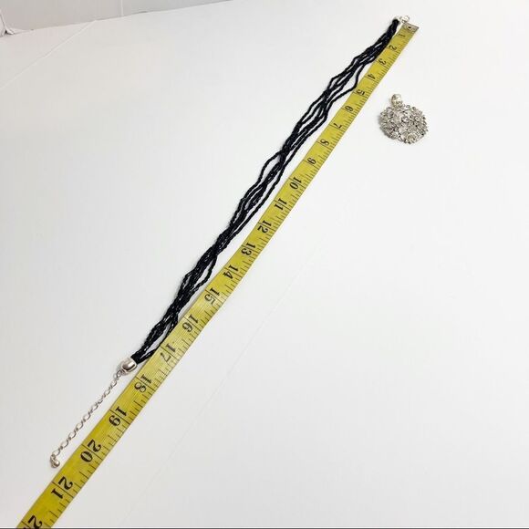 Premier Designs Black multi strand necklace with removable crystal Pendant - Picture 4 of 4